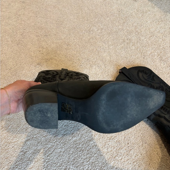 Jeffrey Campbell Black Heeled Boots with Western Stitching - Picture 4 of 7